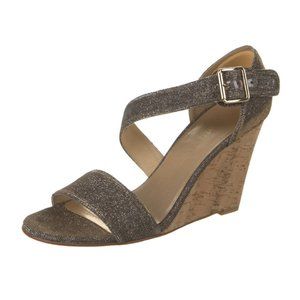 Stuart Weitzman Wedges Lineone Pyrite Nocturne 8.5 women comfortable sparkle EUC